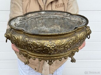 Žardiniéra květináč starožitný 1850-60 mosaz Francie Napole - 3