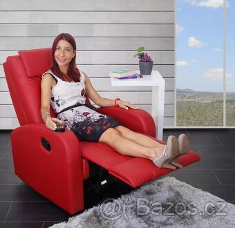 Kožená rohová sedačka s relaxačním křeslem - 3