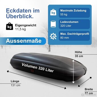 Nový střešní box na auto ARTPLAST ART BA320 320 L - 132cm - 3