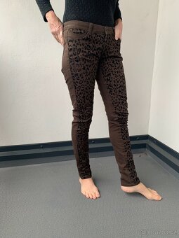 dámské hnědo-černé značkové kalhoty - vel. M - 3