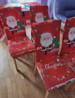 Nový vánoční ubrus a 4 napínací potahy na židle. - 3