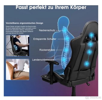Herní kancelářská židle masážní ergonomická s opěradlem - 3
