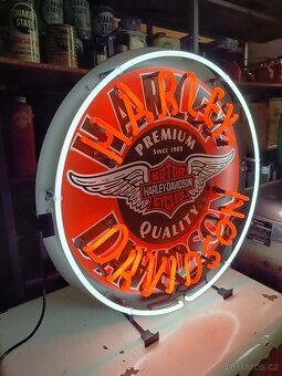 Velký neon Harley Davidson, dekorace do garáže - 3