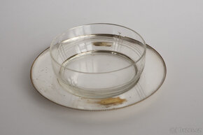 dóza krabička sklo, postříbřená alpaka art deco - 3