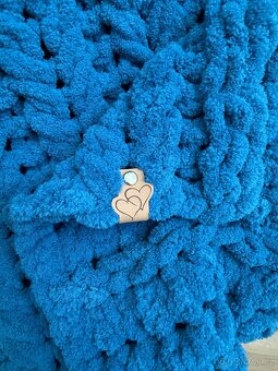 Ručně pletená deka petrolejová - 3