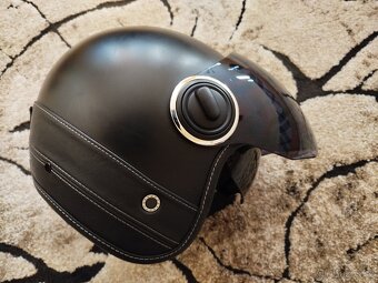 NOX PREMIUM Heritage černá matná/kůže vel.S- 2x plexi - 3