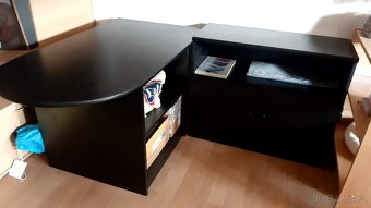 Černý stůl polokruh s policemi, možné i skříňky - 3