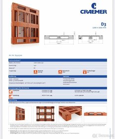 Transportní plastové palety 100x120cm, CRAEMER D3 - 3