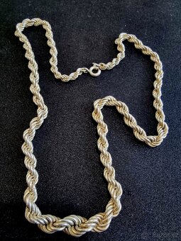 Dámský starožitný stříbrný řetízek na krk-vazba Valis - 3