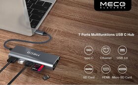 7v1 Hub USB C, HDMI, RJ45 2x USB SD/Micro SD reader - 3