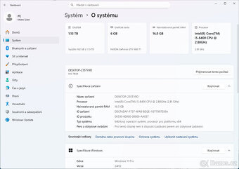 Herní PC - I5-8400, 16GB RAM, SSD+HDD, GTX1660TI, WIN11 - 3