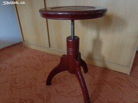 Retro otočná židle ke klavíru, starožitná, stavitelná výška - 3