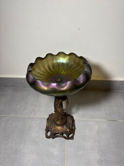 Secesní bronzová mísa s irizujícím sklem – Art Nouveau - 3