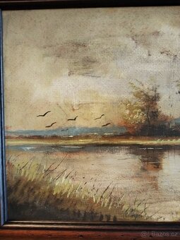 obraz NAD RYBNÍKEM, olej, sign. Trinkmoc - 3