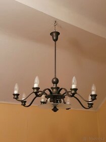 Art Deco 8mi ramenný lustr, středový skleněný širm - 3