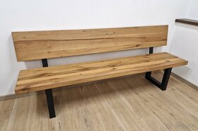 Nová lavice drásaný dub masiv 220 cm - 3