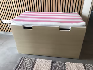 Lavice s úl. prostorem na hračky, bílá/bříza, 90x52x48 cm - 3