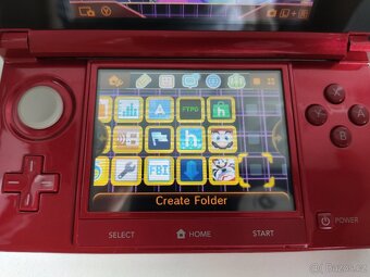 PRODÁNO-Nintendo 3DS Metallic Red+homebrew hack a 64GB karta - 3