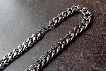 NOVÝ silný pánský náhrdelník Pancer Silver steel š. 12 mm - 3
