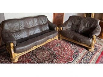 Dubová rustikální kožená sedačka, 3788 - 3