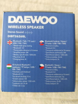 Nový BT stereo reproduktor Daewoo, BT+TF karta+FM+hovory+USB - 3