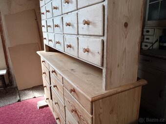 Starožitná skřín, LÉKÁRENSKÁ šuplíková skřín, smrková komoda - 3