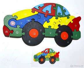 PUZZLE AUTO EDUKATIVNÍ SKLÁDAČKA OBOUSTRANNÉ ČÍSLA I ABECEDA - 3