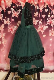 Dětské smaragdové společenské šaty s flitry - 3