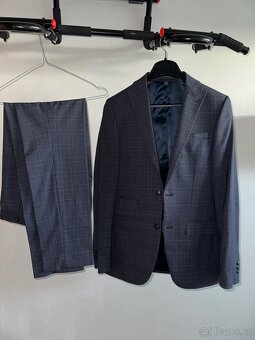 pánský Oblek Marks & Spencer tmavě modrý hezký stav - 3