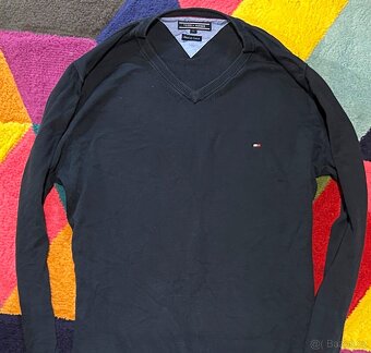 TOMMY HILFIGER PÁNSKÝ NAVY SLIM V NECK SVETR L 🤩💪🏽 - 3