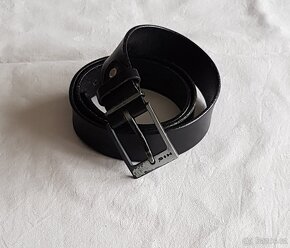 Černý kožený pásek – značka H.I.S. - 3