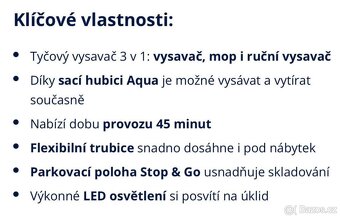 AKU TYČOVÝ VYSAVAČ ROWENTA AQUA - 3