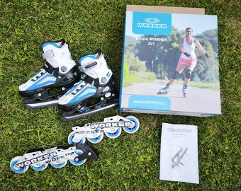 Brusle WORKER Nolan 2v1 (kolečkové, lední) vel . 33 - 36 - 3