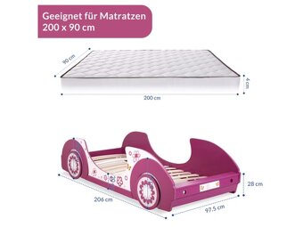 Dětská auto postel růžová - 3