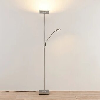 LED stojací lampa Lindby Sumani, hranatá, nikl, výška 180 cm - 3