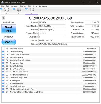 SSD 2 TB NVME - Crucial P3 Plus Gen4 - 3