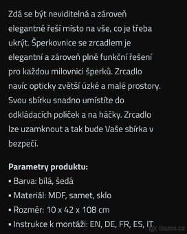 Nové zrcadlo se šperkovnicí a LED osvětlením - 3