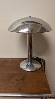 Funkcionalismus - starožitný chromovaný stolek a lampa - 3