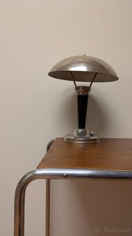 Funkcionalismus - starožitný chromovaný stolek a lampa - 3