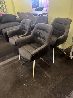 Nové 4x jídelní židle - křesílka tmavě šedé - 3