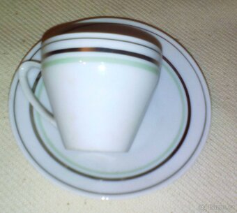 sada kávových hrnečků, zlatá+zelená linka - 3