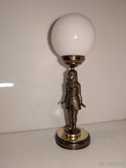 mosazná stará lampa figurální lampička stínidlo bílá koule - 3