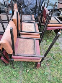 Kovové židle s červeným a hnědým polstrováním - 3