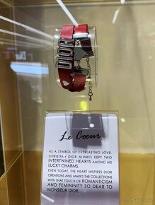 Dior ORIGINÁL náramek/ choker matný červený se srdíčkem - 3