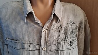 Pánská polo lněná košile s proužky/XL/2x67cm - 3