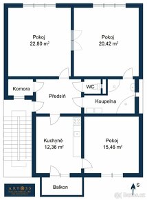 Prodej bytu 3+1 s komorou a balkonem, UP 93 m2 + zahrádka 99 - 3