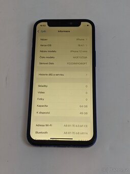 iPhone 12 mini 64gb. Dobry stav. Baterie 81%. Záruka 6 měs. - 3