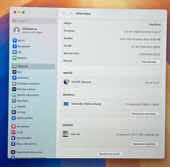 MacBook Pro 15” 2018/32GB RAM/Intel i7/512GB SSD/ Záruka - 3