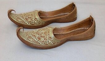 Arabské vintage kožené zlacené boty botičky Hand made - 3