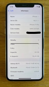 Prodám iPhone 11 Pro 64GB bílý/silver - 3